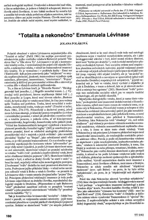 Totalita a nekoneno E. Lvinase, s. 180