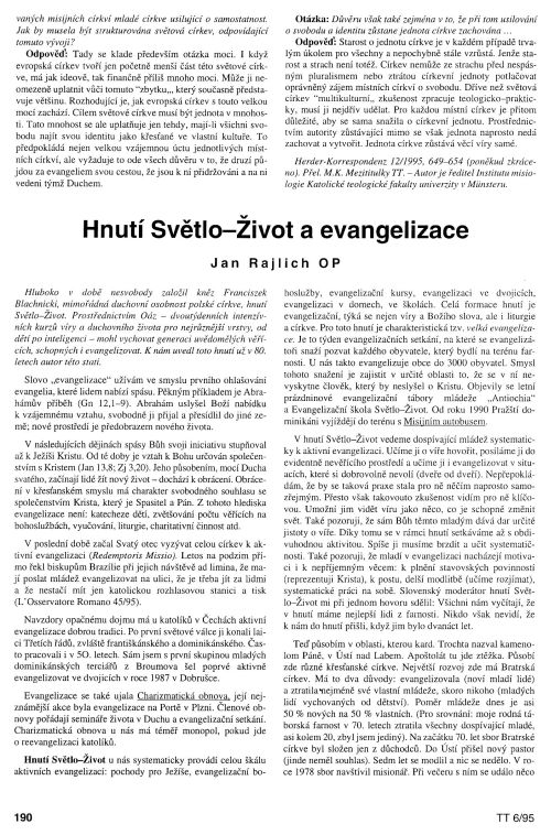 Hnut Svtlo-ivot a evangelizace, s. 190
