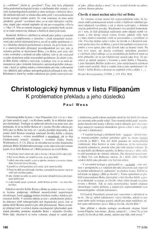 Christologick hymnus vlistu Filipanm, s. 188