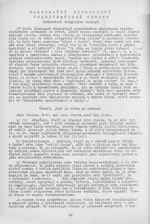 Pastorační zhodnocení charizmatické obnovy (DOKUMENT), s. 46 Pastorační zhodnocení charizmatické obnovy (DOKUMENT), s. 46