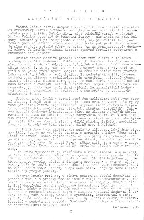 EDITORIAL – Setkávání místo utkávání, s. 2 EDITORIAL – Setkávání místo utkávání, s. 2