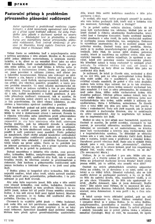 Pastorace a plánování rodičovství, s. 187 Pastorace a plánování rodičovství, s. 187