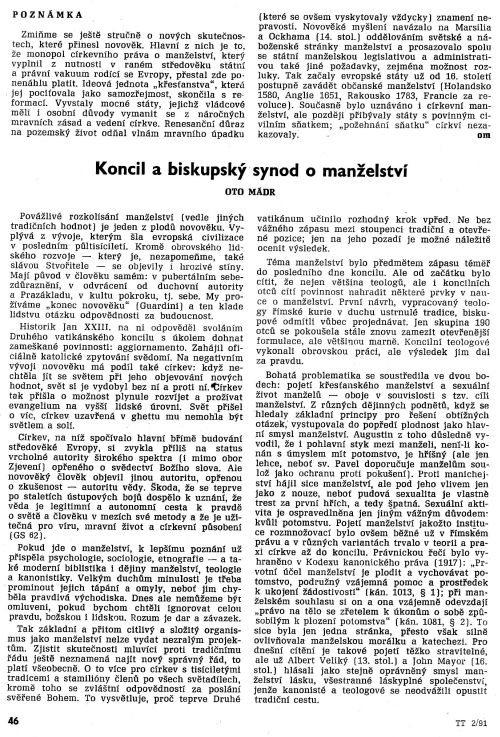 Koncil a biskupsk synod o manelstv, s. 46