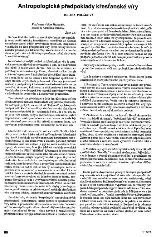 Antropologické předpoklady křesanské víry, s. 80 Antropologické předpoklady křesanské víry, s. 80