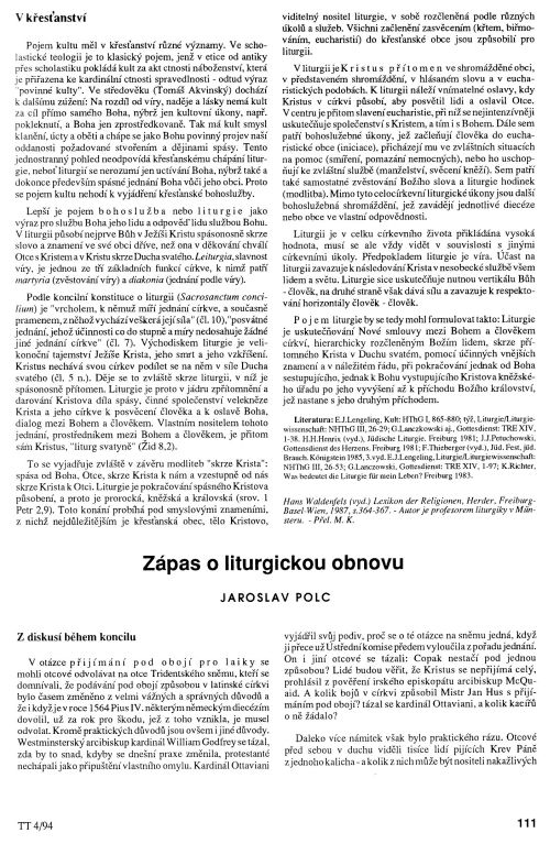 Zpas o liturgickou obnovu, s. 111