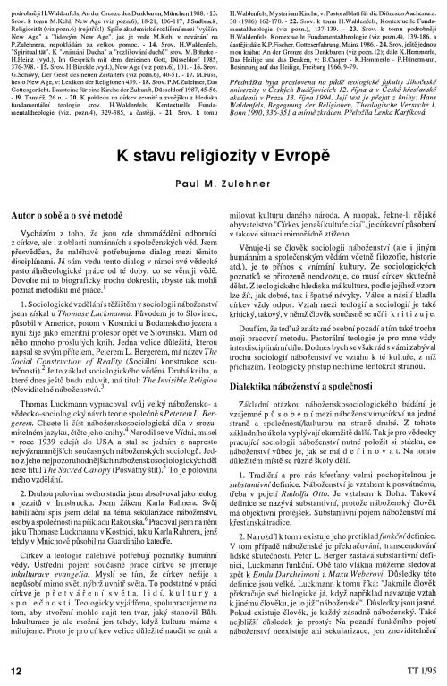 K stavu religiozity v Evrop, s. 12