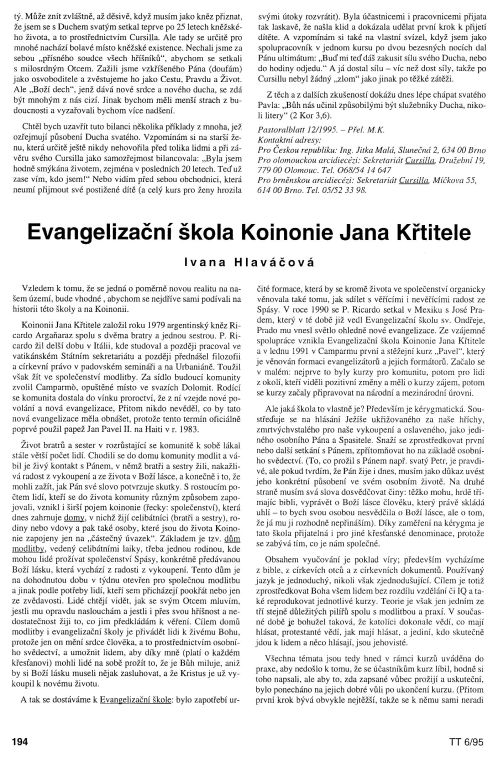 Evangelizan kola Koinonie Jana Ktitele, s. 194