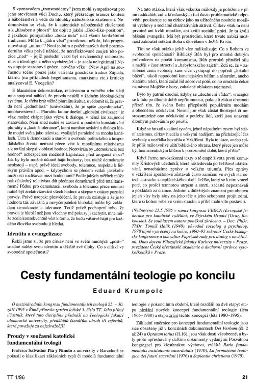 Cesty fundamentln teologie po koncilu, s. 21