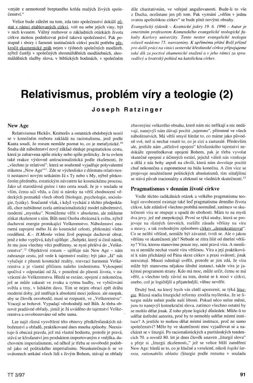 Relativismus, problm vry a teologie (2), s. 91