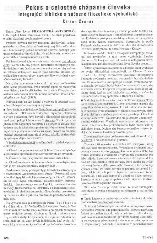 Pokus o celostné chápanie človeka, s. 124 Pokus o celostné chápanie človeka, s. 124