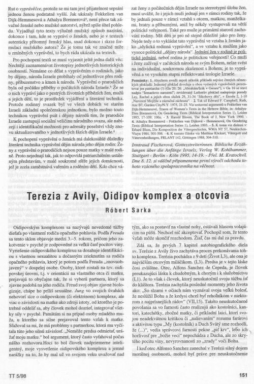 Terezia zAvily, Oidipov komplex a otcovia, s. 151