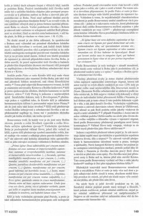 Fides et ratio a sapientia crucis Bonaventury, s. 149
