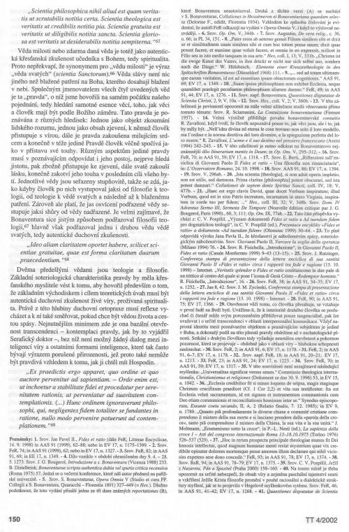 Fides et ratio a sapientia crucis Bonaventury, s. 150