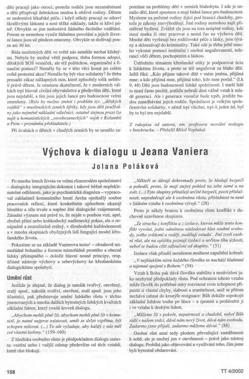 Vchova kdialogu u Jeana Vaniera, s. 158